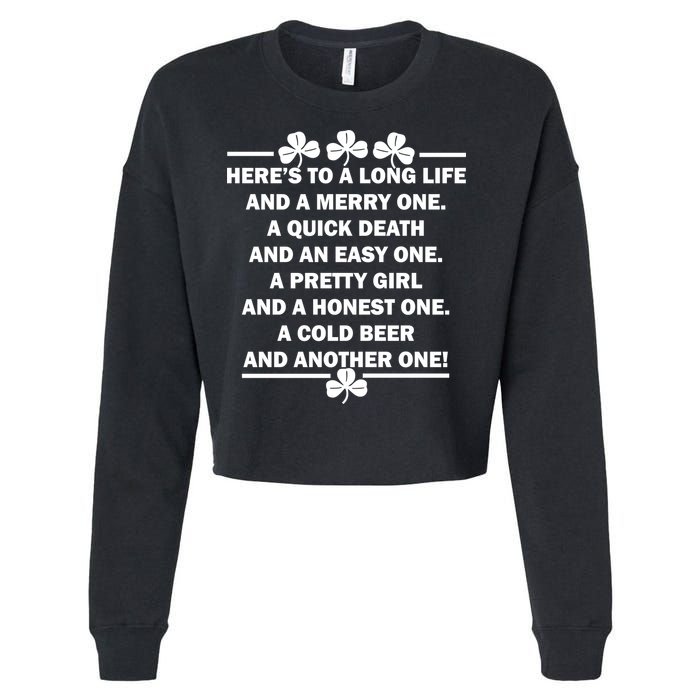St. Patrick's Day Cold Beer Toast Cropped Pullover Crew
