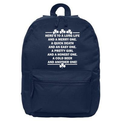 St. Patrick's Day Cold Beer Toast 16 in Basic Backpack