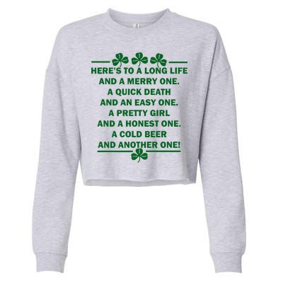 St. Patrick's Day Cold Beer Toast Cropped Pullover Crew