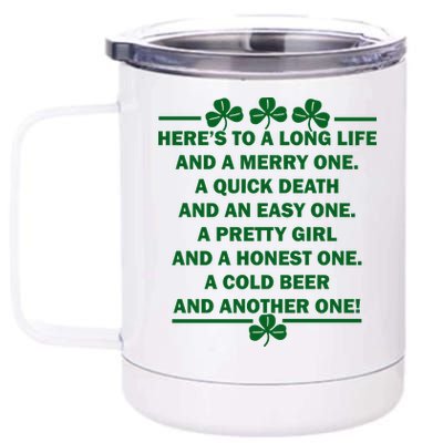 St. Patrick's Day Cold Beer Toast 12 oz Stainless Steel Tumbler Cup