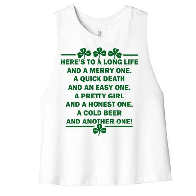 St. Patrick's Day Cold Beer Toast Women's Racerback Cropped Tank