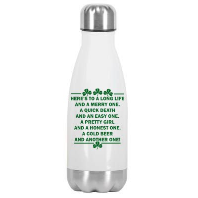 St. Patrick's Day Cold Beer Toast Stainless Steel Insulated Water Bottle