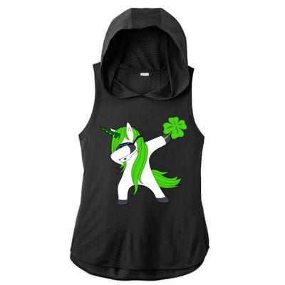 St. Patrick's Day Dabbing Irish Unicorn Ladies PosiCharge Tri-Blend Wicking Draft Hoodie Tank