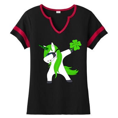 St. Patrick's Day Dabbing Irish Unicorn Ladies Halftime Notch Neck Tee