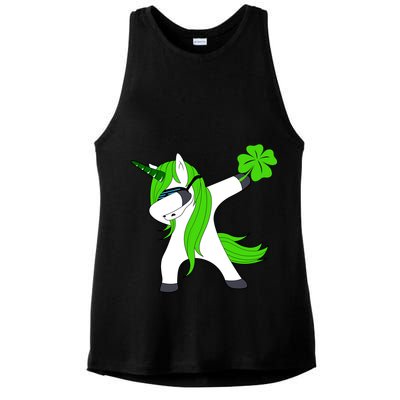 St. Patrick's Day Dabbing Irish Unicorn Ladies PosiCharge Tri-Blend Wicking Tank