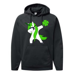 St. Patrick's Day Dabbing Irish Unicorn Performance Fleece Hoodie