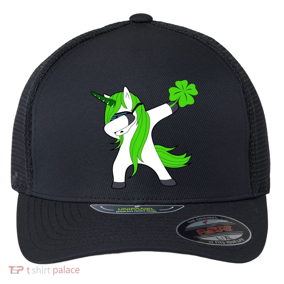 St. Patrick's Day Dabbing Irish Unicorn Flexfit Unipanel Trucker Cap