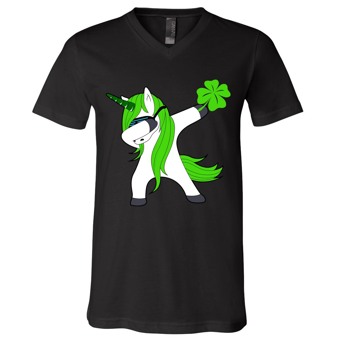 St. Patrick's Day Dabbing Irish Unicorn V-Neck T-Shirt