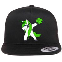 St. Patrick's Day Dabbing Irish Unicorn Flat Bill Trucker Hat