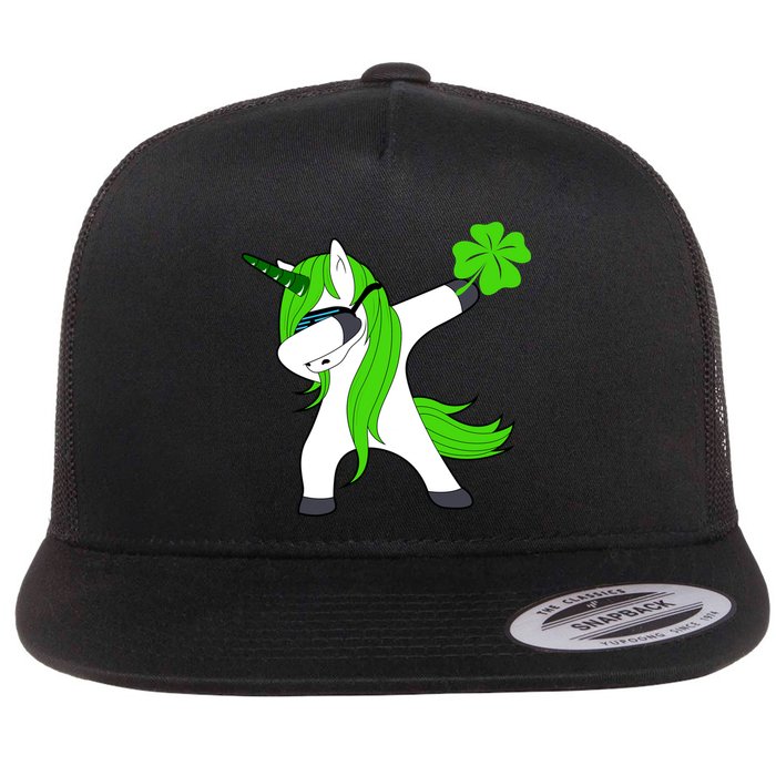 St. Patrick's Day Dabbing Irish Unicorn Flat Bill Trucker Hat