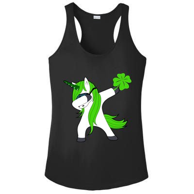St. Patrick's Day Dabbing Irish Unicorn Ladies PosiCharge Competitor Racerback Tank
