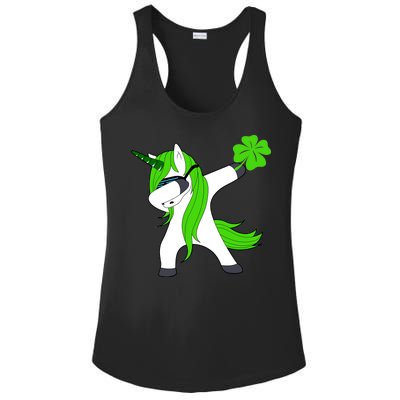 St. Patrick's Day Dabbing Irish Unicorn Ladies PosiCharge Competitor Racerback Tank