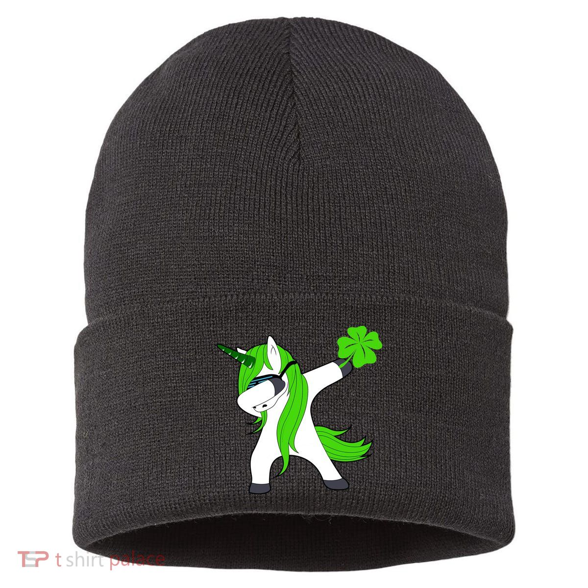 St. Patrick's Day Dabbing Irish Unicorn Sustainable Knit Beanie