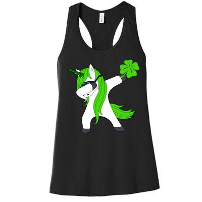 St. Patrick's Day Dabbing Irish Unicorn Women's Racerback Tank