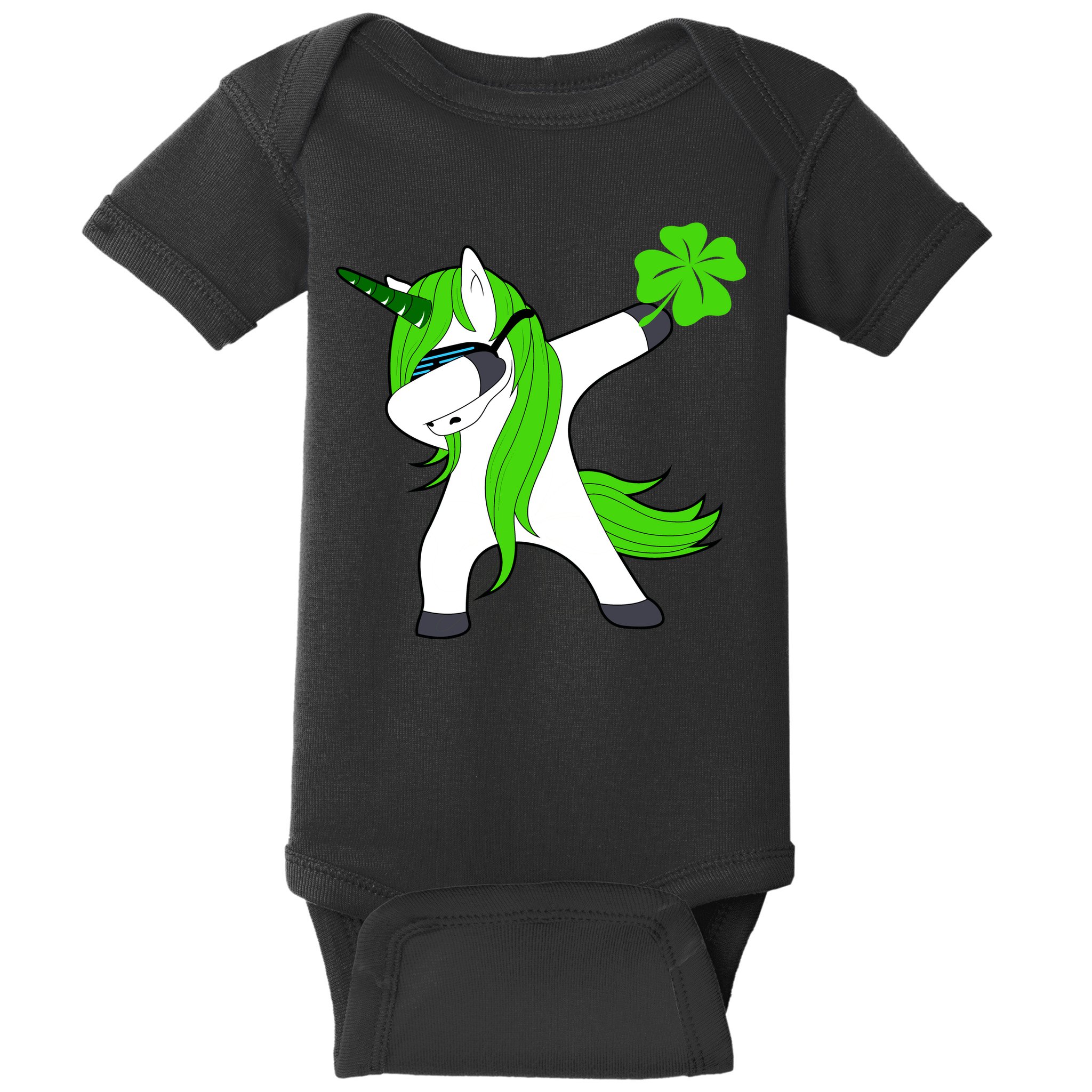 St. Patrick's Day Dabbing Irish Unicorn Baby Bodysuit
