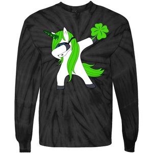 St. Patrick's Day Dabbing Irish Unicorn Tie-Dye Long Sleeve Shirt