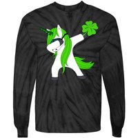 St. Patrick's Day Dabbing Irish Unicorn Tie-Dye Long Sleeve Shirt