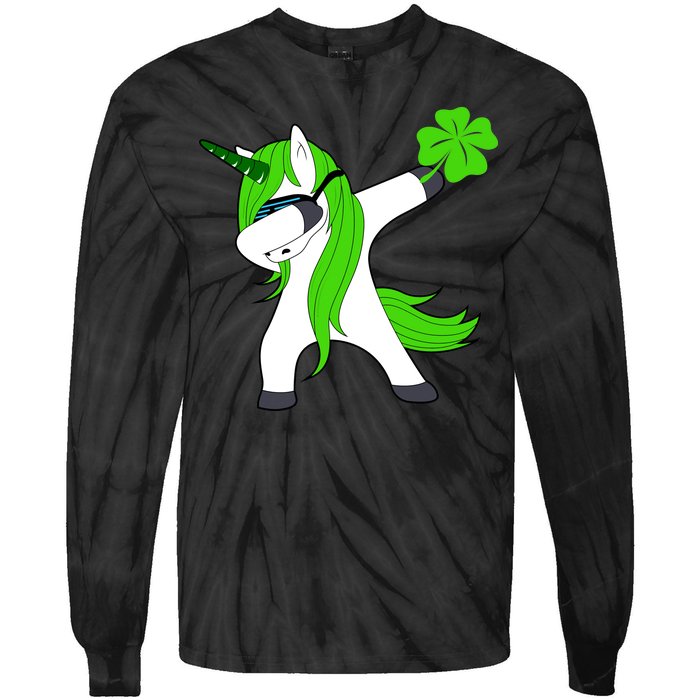 St. Patrick's Day Dabbing Irish Unicorn Tie-Dye Long Sleeve Shirt