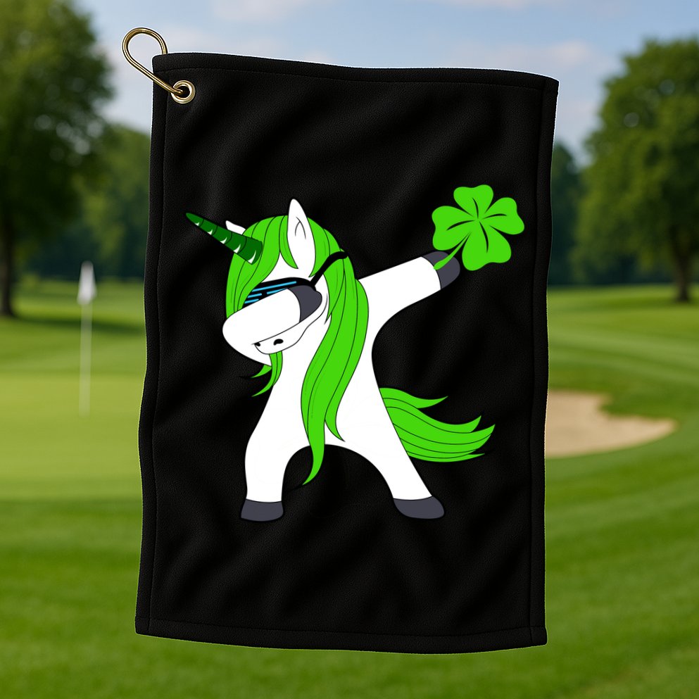 St. Patrick's Day Dabbing Irish Unicorn Golf Towel