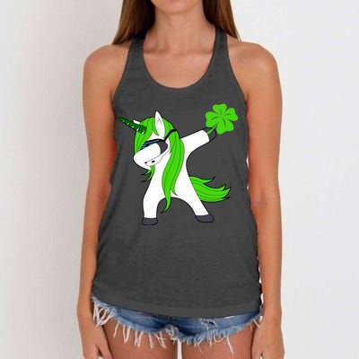 St. Patrick's Day Dabbing Irish Unicorn Women's Knotted Racerback Tank