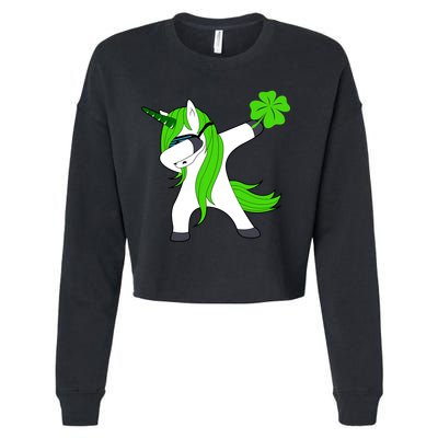St. Patrick's Day Dabbing Irish Unicorn Cropped Pullover Crew