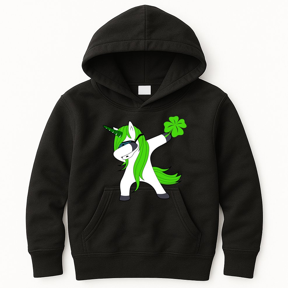 St. Patrick's Day Dabbing Irish Unicorn Kids Hoodie