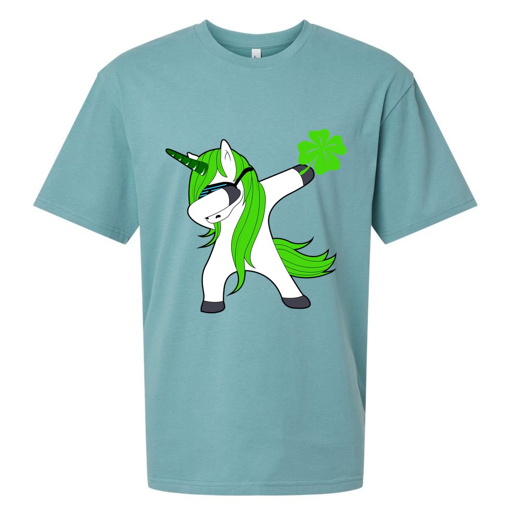St. Patrick's Day Dabbing Irish Unicorn Sueded Cloud Jersey T-Shirt