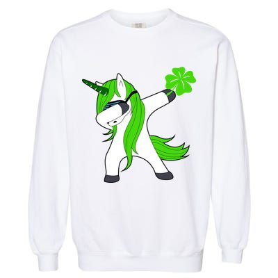 St. Patrick's Day Dabbing Irish Unicorn Garment-Dyed Sweatshirt