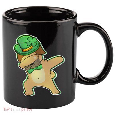 St. Patrick's Day Dabbing Pug 11oz C Handle Ceramic Mug