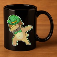 St. Patrick's Day Dabbing Pug 11oz C Handle Ceramic Mug
