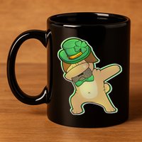 St. Patrick's Day Dabbing Pug 11oz C Handle Ceramic Mug