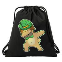 St. Patrick's Day Dabbing Pug Drawstring Bag