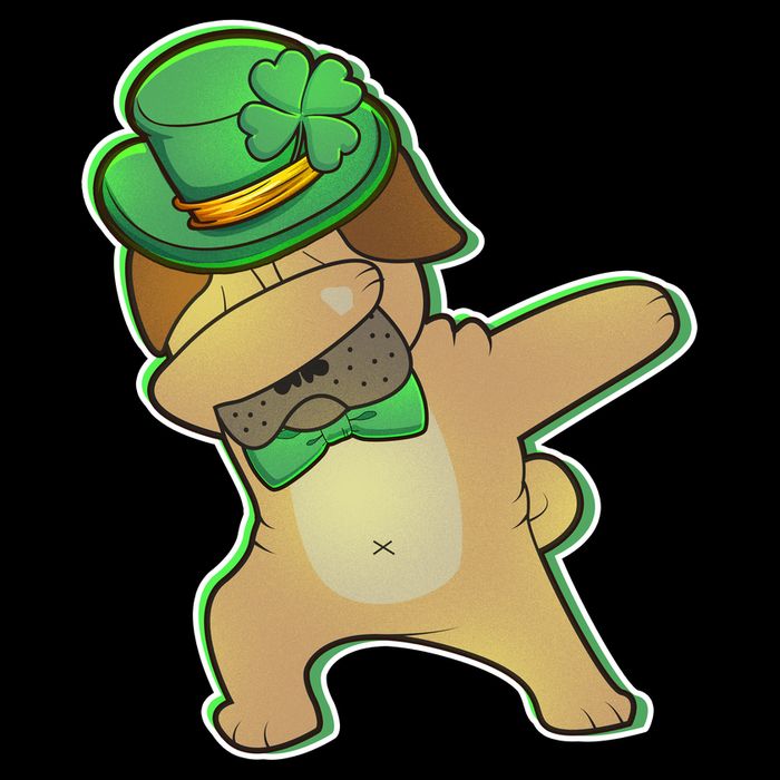St. Patrick's Day Dabbing Pug Drawstring Bag