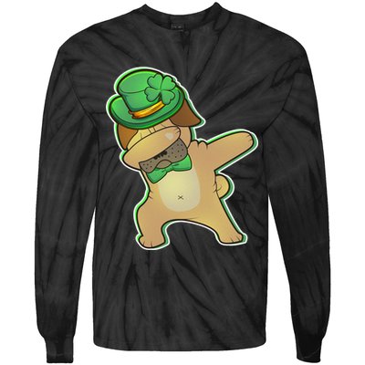 St. Patrick's Day Dabbing Pug Tie-Dye Long Sleeve Shirt