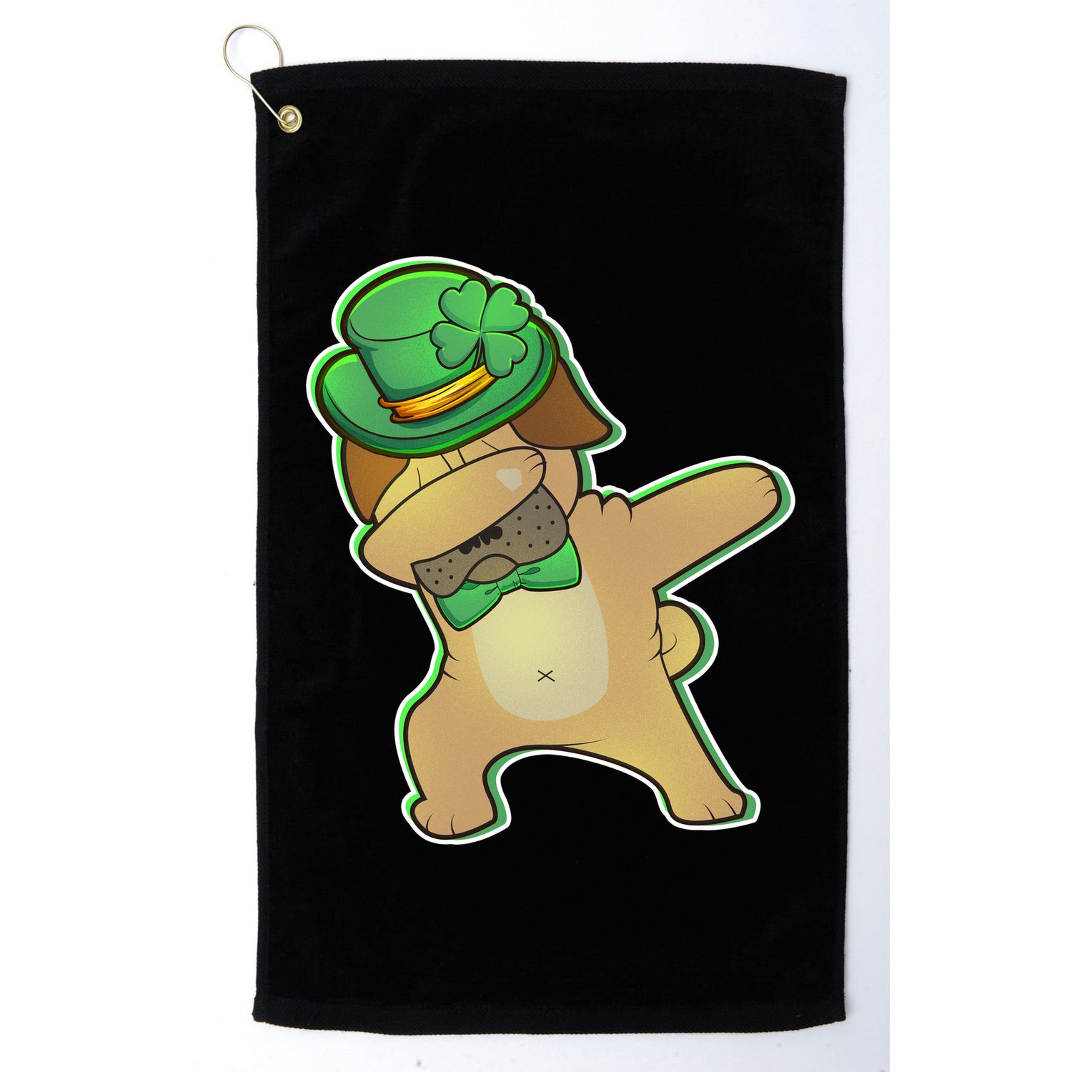 St. Patrick's Day Dabbing Pug Golf Towel
