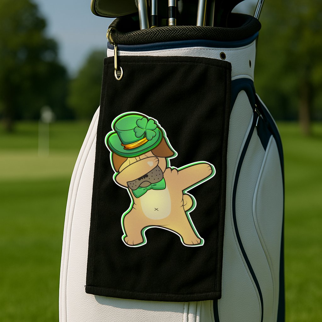 St. Patrick's Day Dabbing Pug Golf Towel