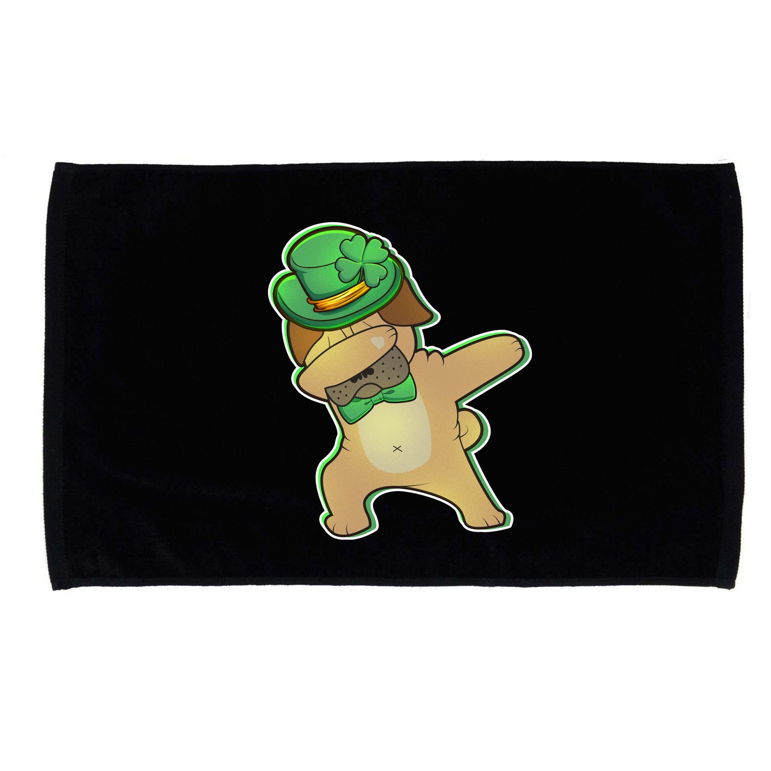 St. Patrick's Day Dabbing Pug Microfiber Hand Towel