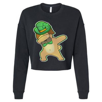 St. Patrick's Day Dabbing Pug Cropped Pullover Crew