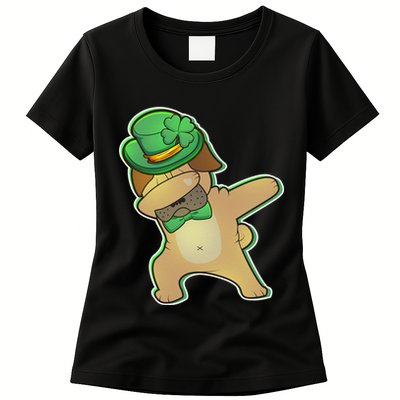 St. Patrick's Day Dabbing Pug Womens T-Shirt