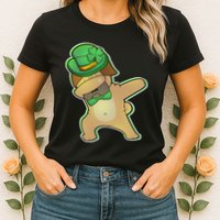 St. Patrick's Day Dabbing Pug Womens T-Shirt
