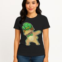 St. Patrick's Day Dabbing Pug Womens T-Shirt