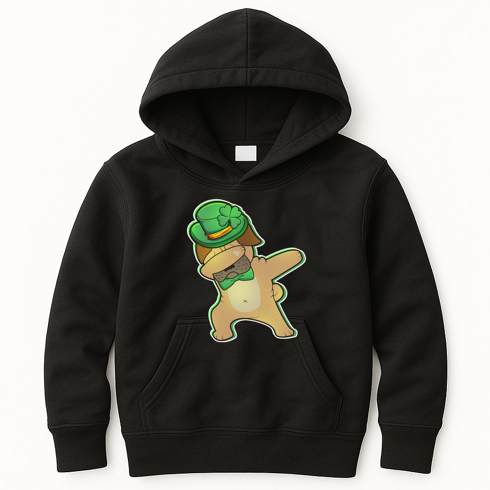 St. Patrick's Day Dabbing Pug Kids Hoodie