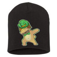 St. Patrick's Day Dabbing Pug Short Acrylic Beanie