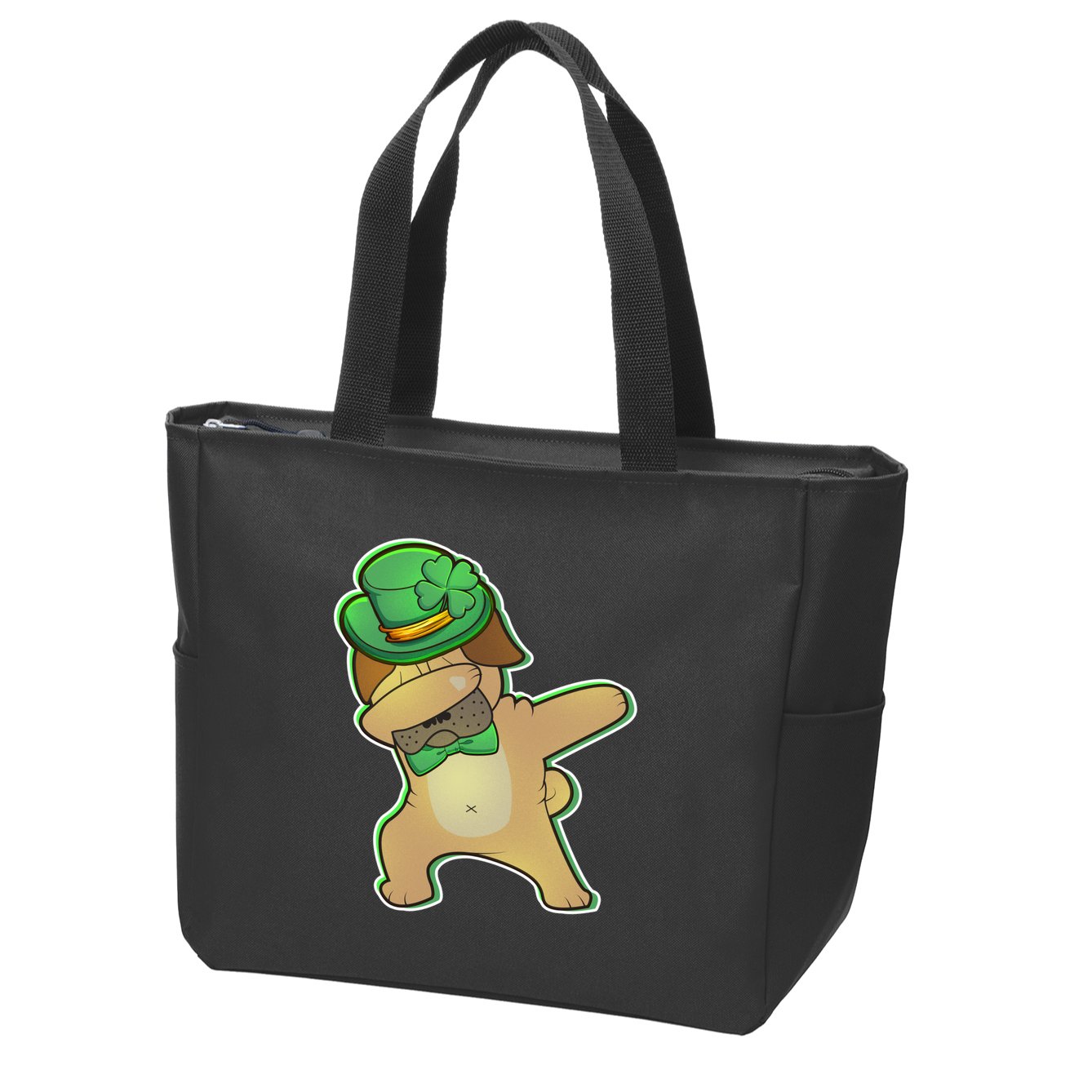 St. Patrick's Day Dabbing Pug Zip Tote Bag