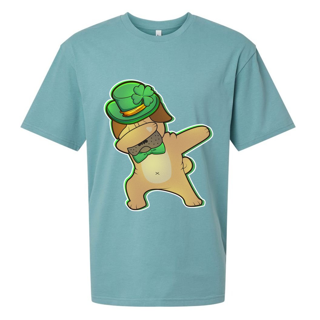 St. Patrick's Day Dabbing Pug Sueded Cloud Jersey T-Shirt