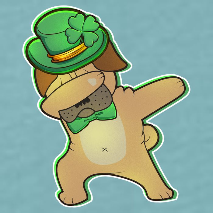 St. Patrick's Day Dabbing Pug Sueded Cloud Jersey T-Shirt