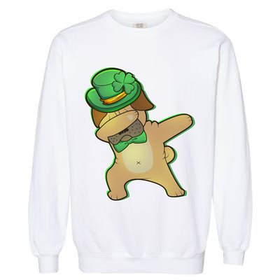 St. Patrick's Day Dabbing Pug Garment-Dyed Sweatshirt