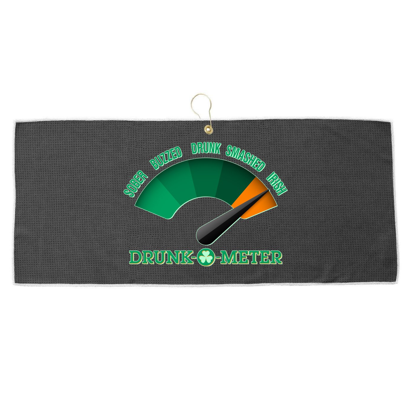 St. Patrick's Day Drunk O Meter Large Microfiber Waffle Golf Towel