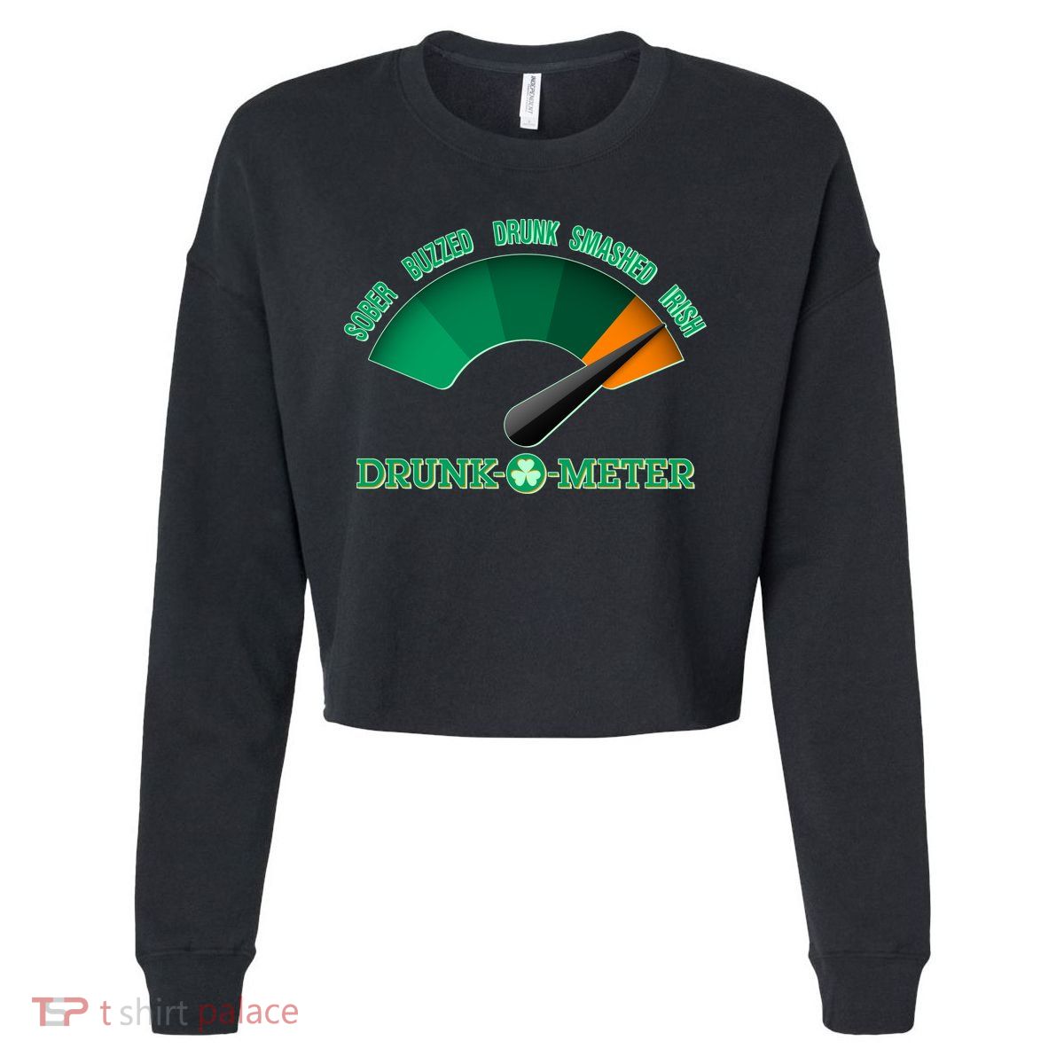 St. Patrick's Day Drunk O Meter Cropped Pullover Crew
