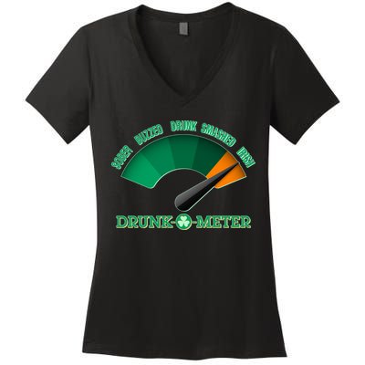 St. Patrick's Day Drunk O Meter Women's V-Neck T-Shirt